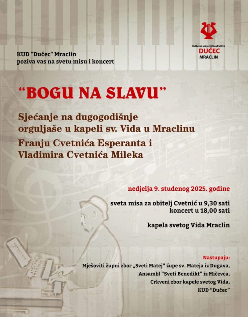“Bogu na slavu” – sjećanje na mraclinske orguljaše