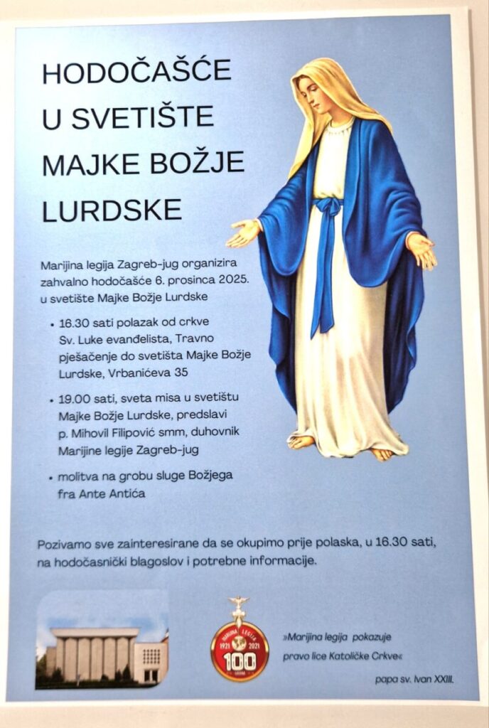 Marijina legija zove: hodočašće u svetište Majke Božje Lurdske